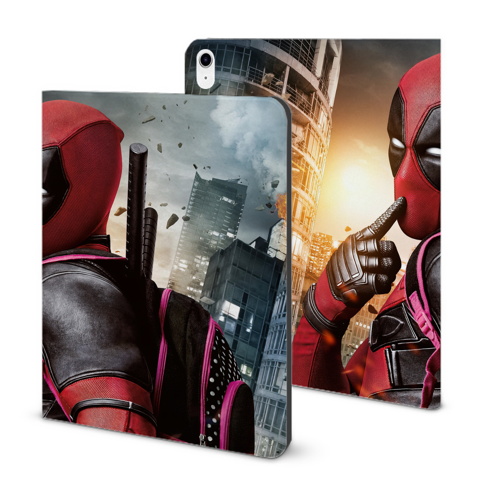 （画像用） Deadpool デッドプール IPad ケース ブック型 PUレザー TPU 耐衝撃 軽量 薄型 ペン収納なし 全面保護 IPad 各モデル対応